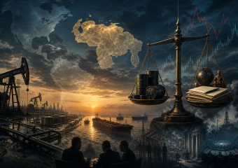 Composite illustration of global oil markets, trade, finance, and economic regulation