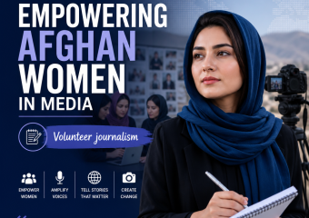 Volunteer journalism illustration for Volunteer with Ariana Global News: Empowering Afghan Women in Media